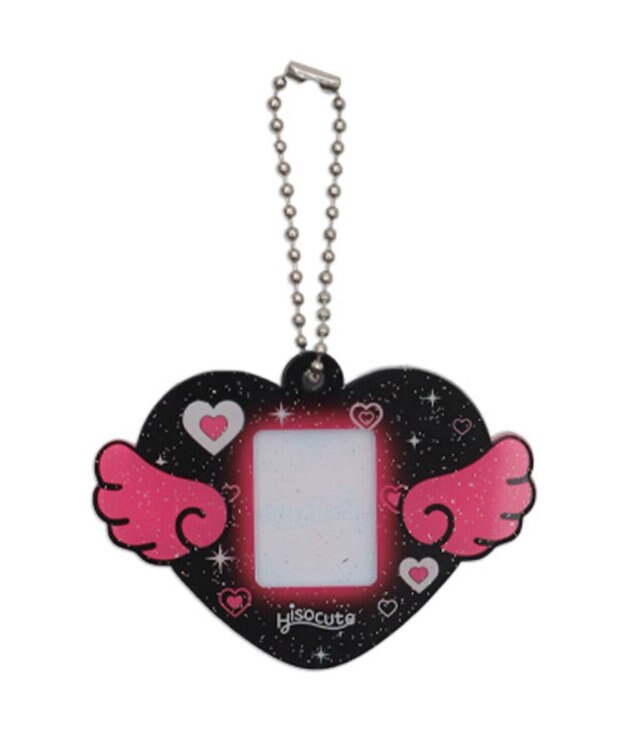 WEGO 【痛バ＆推し活グッズ】ハートエンジェルIDフォトケースキーホルダー ブラック