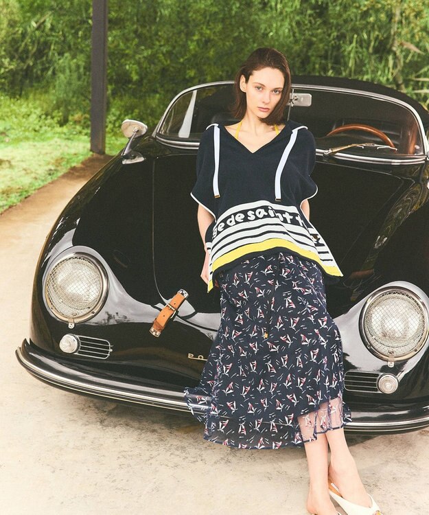 GRACE CONTINENTAL パイルポンチョフーディ ネイビー