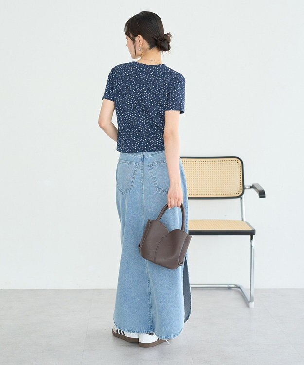 earth music&ecology サイドスリットデニムロングスカート Light Blue