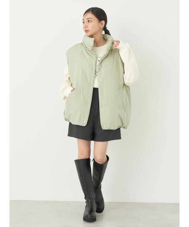 earth music&ecology パファーベスト Light Green