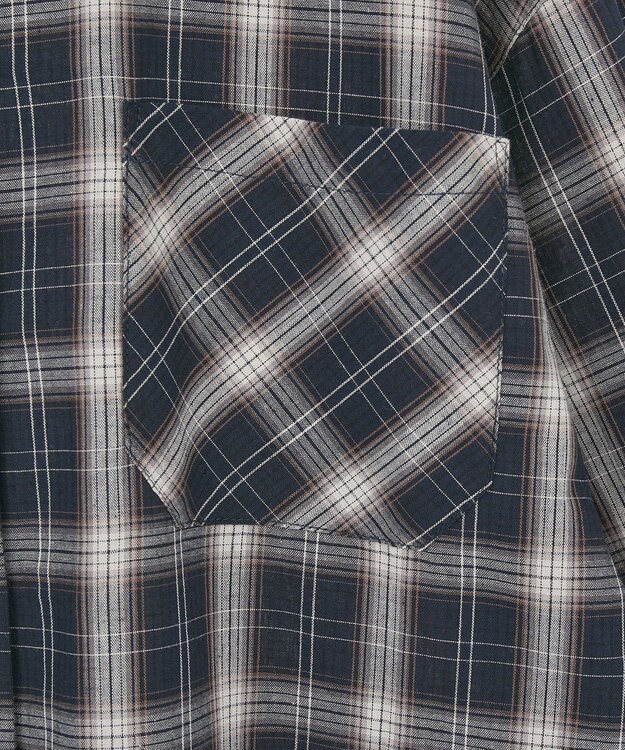 earth music&ecology 【コットン100】マルチウェイチェックシャツ Check Black