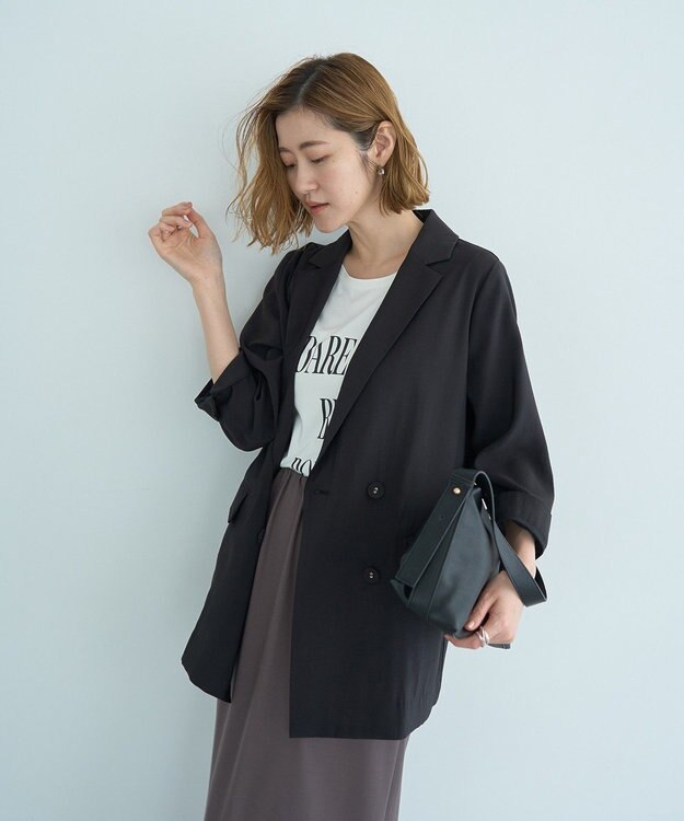 YECCA VECCA 【接触冷感】COOLシャツテーラードジャケット Black