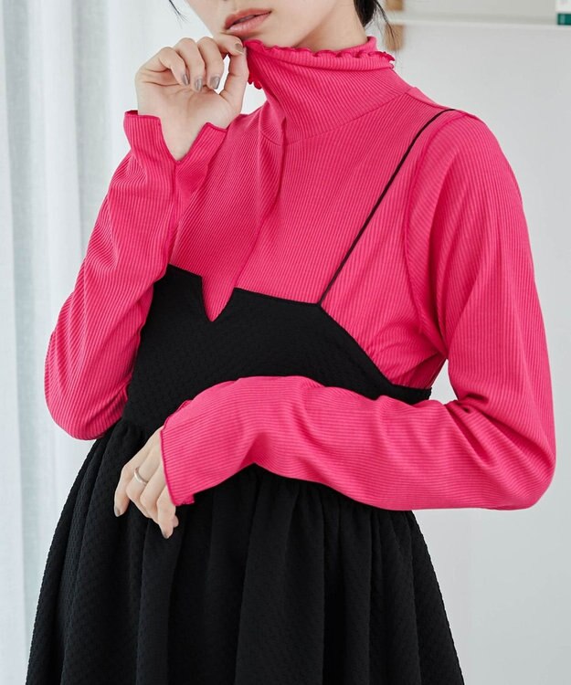 WEGO ソフトタッチカラーリブロンT ピンク