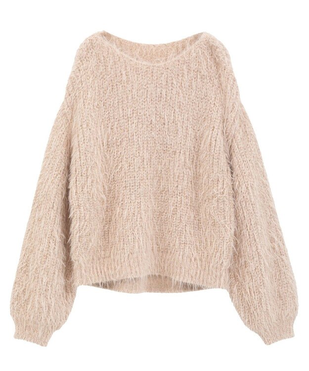 YECCA VECCA ラメシャギーボートネックニット Pink