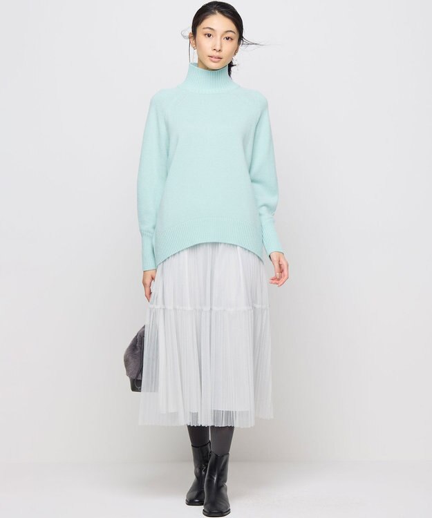 組曲 L ラメチュールプリーツ スカート シルバー系