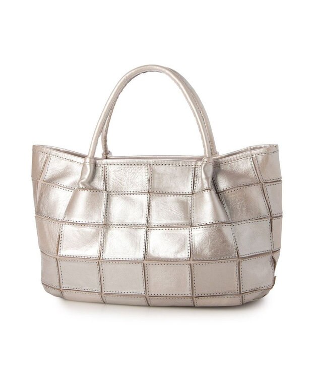 UNBILLION ピークスピーク PEAKSPEAK / 牛革パッチワーク・フラップトートL シルバー