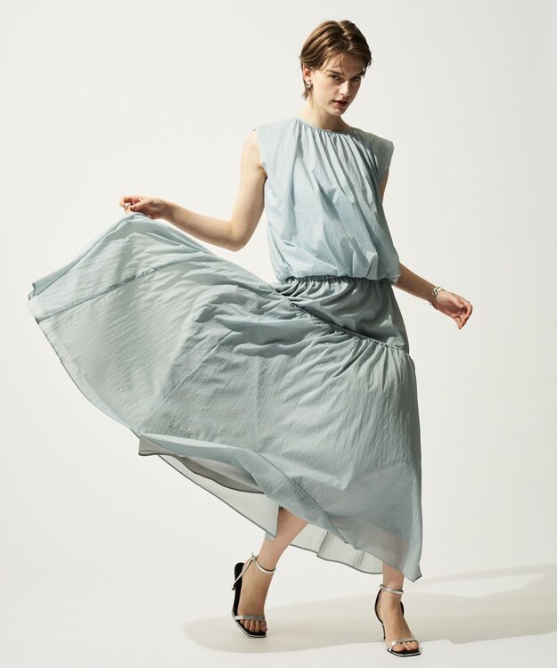 uncrave シアープルーフナイロン ドローコードスカート サックス