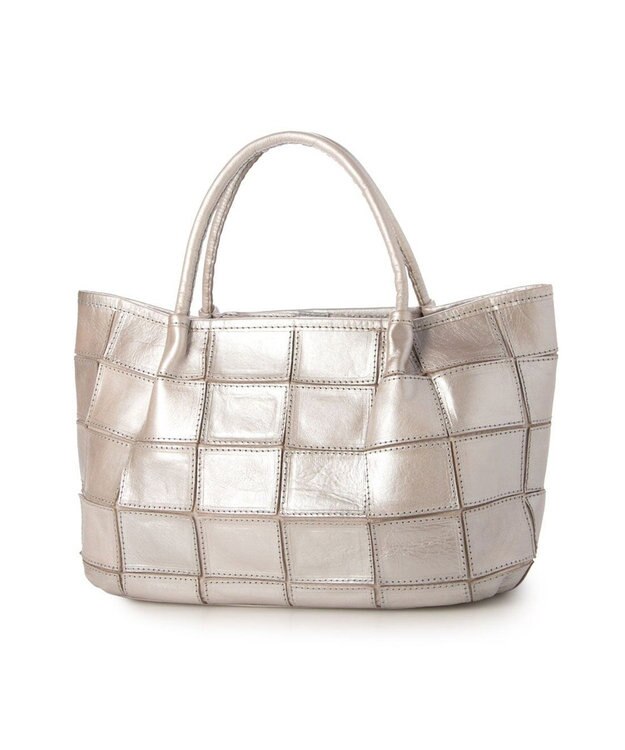 UNBILLION ピークスピーク PEAKSPEAK / 牛革パッチワーク・フラップトートL シルバー