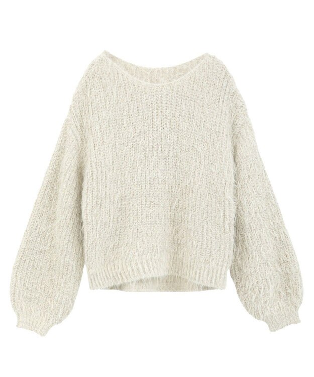 YECCA VECCA ラメシャギーボートネックニット Light Beige
