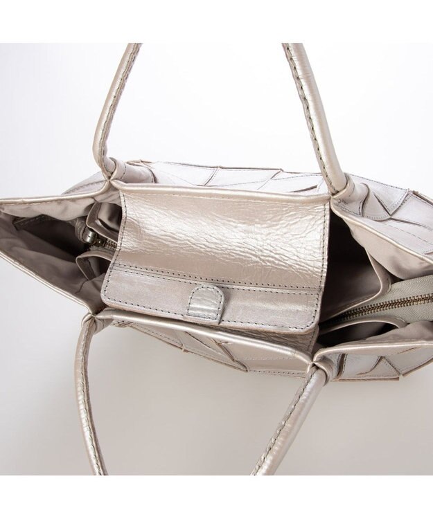 UNBILLION ピークスピーク PEAKSPEAK / 牛革パッチワーク・フラップトートL シルバー