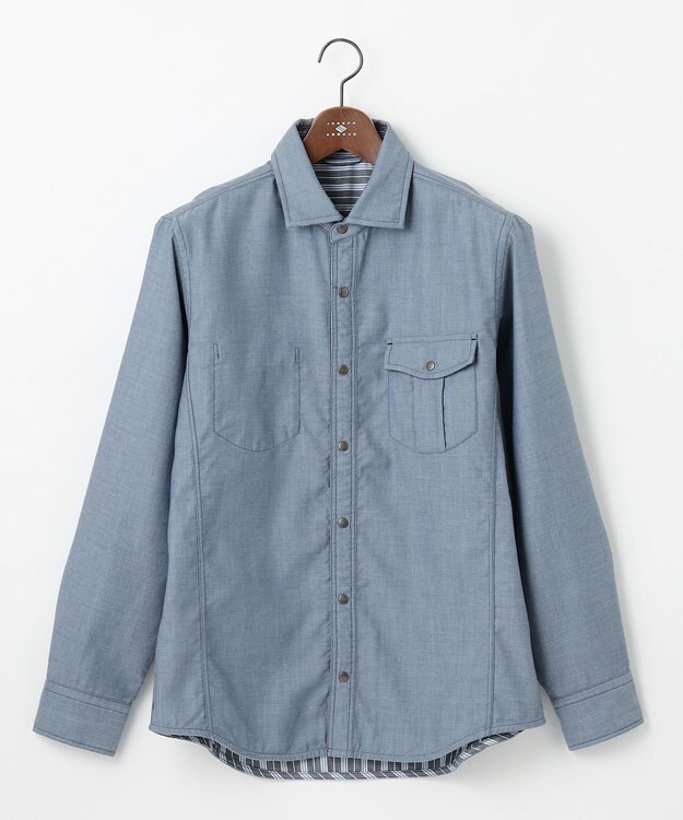 JOSEPH ABBOUD 【2WAY】リバーシブル シャツ ブルー系