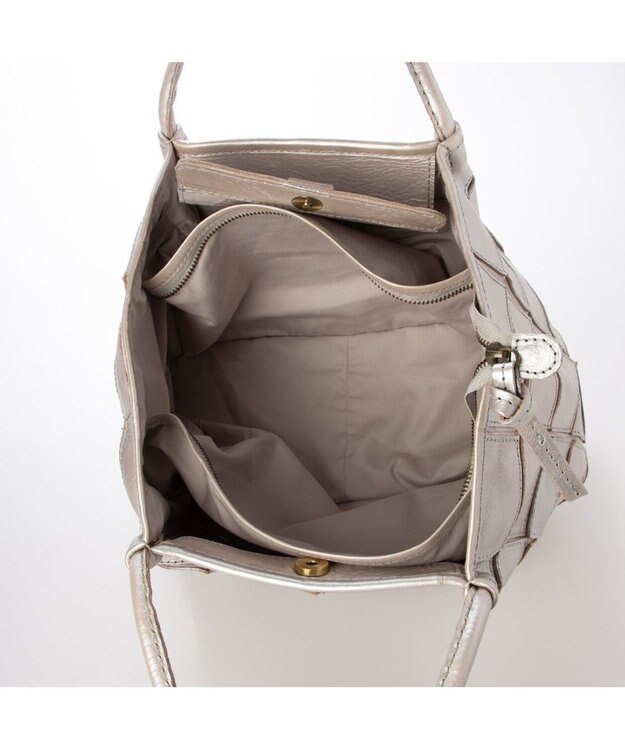 UNBILLION ピークスピーク PEAKSPEAK / 牛革パッチワーク・フラップトートL シルバー