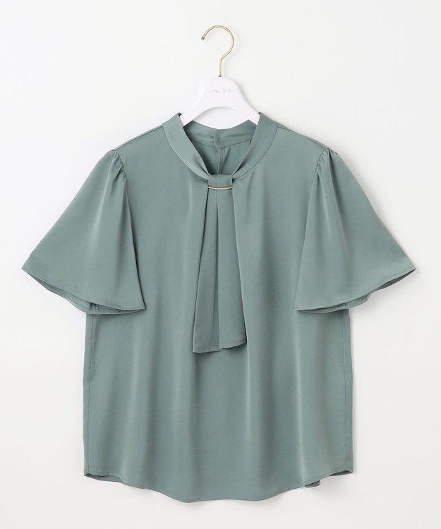 ANY SIS 【洗える】4WAY半袖 ボウブラウス スモーキーミント