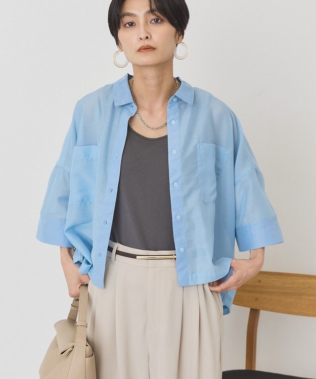 AMERICAN HOLIC 【先行予約】【WEB限定】Wポケットシアー半袖シャツ Light Blue