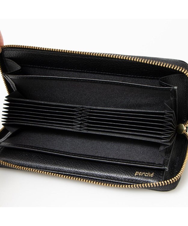UNBILLION ペルケ perche / ドット型押し・ジャバラカード長財布 ブラック