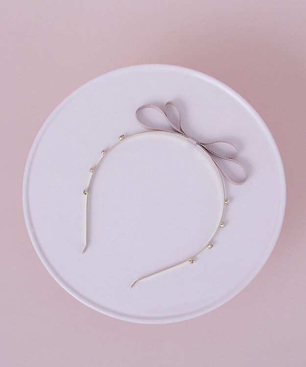 Maison de FLEUR グログランリボンメタルビジューカチューシャ Pink