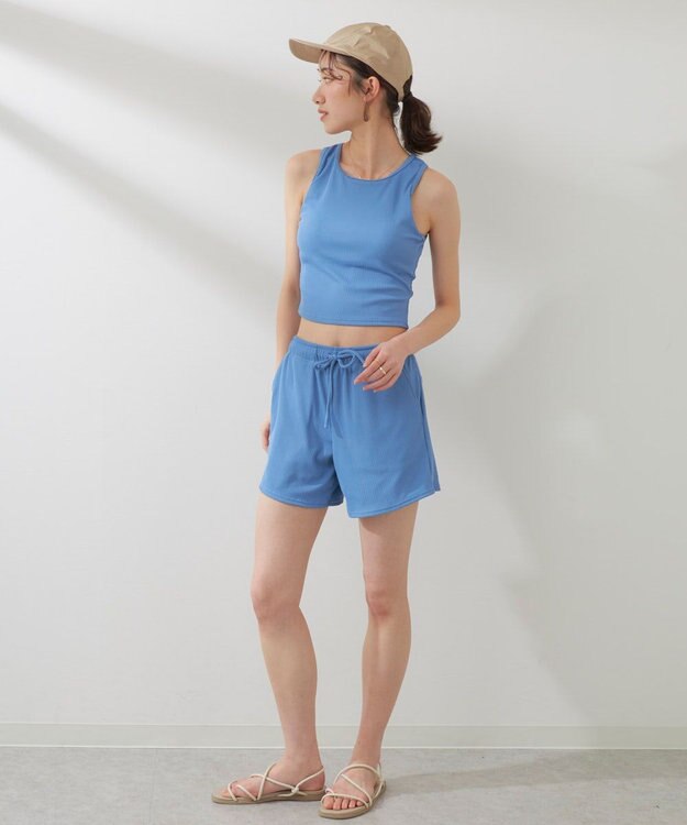 OP／FILA 【ocean pacific】ラッシュガード付き水着4点セット タンキニデザイン ブルー