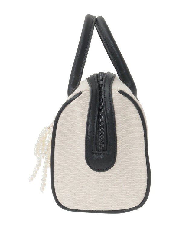 Maison de FLEUR チャーム付きキャンバスボストンバッグ Black