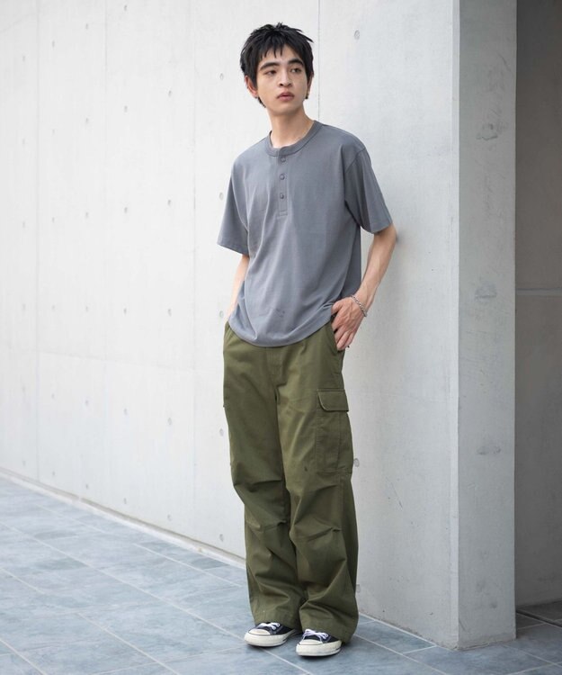 WEGO 【ユニセックス着用ITEM/MLサイズ展開】リラックスフィットヘンリーネックT（SS） 柄1