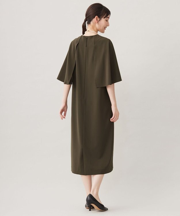 自由区 【カタログ掲載・洗える】ドレープスリーブ ワンピース モカ