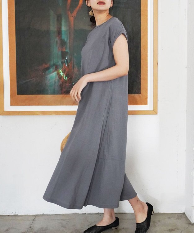 TOQUE 〈大草直子さんアドバイザー〉【天然素材】タンギスコットン天竺 ワンピース チャコールグレー