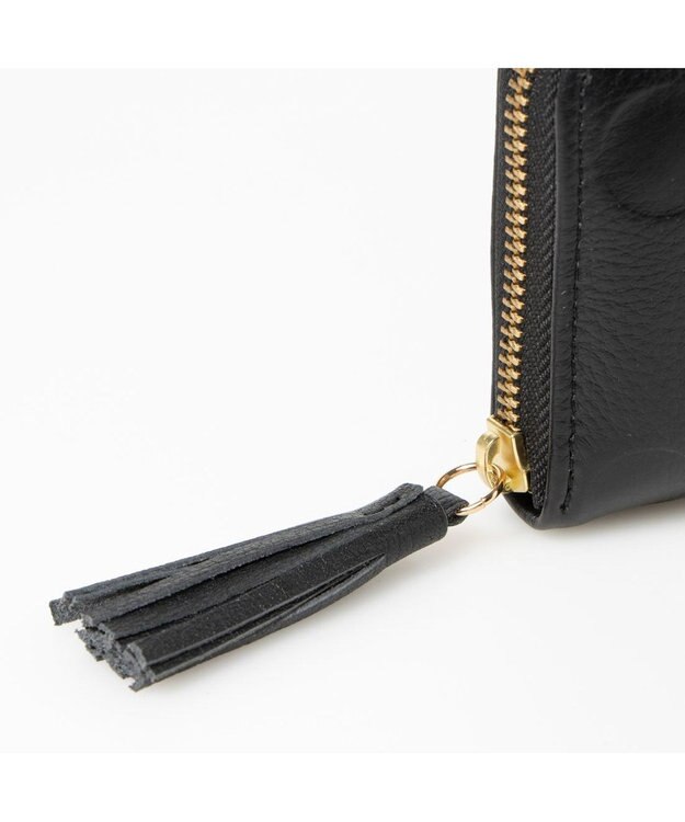 UNBILLION ペルケ perche / ドット型押し・ジャバラカード長財布 ブラック