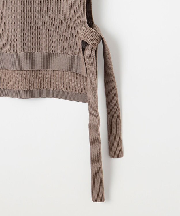 自由区 【洗える】リブストレッチ ベスト モカ