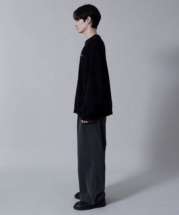 WEGO ベロアモールワンポイントプルオーバー ブラック