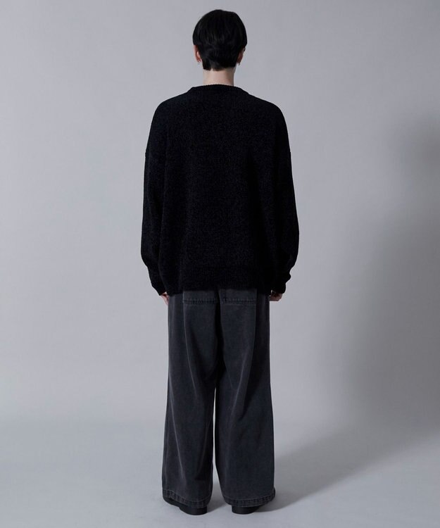 WEGO ベロアモールワンポイントプルオーバー ブラック