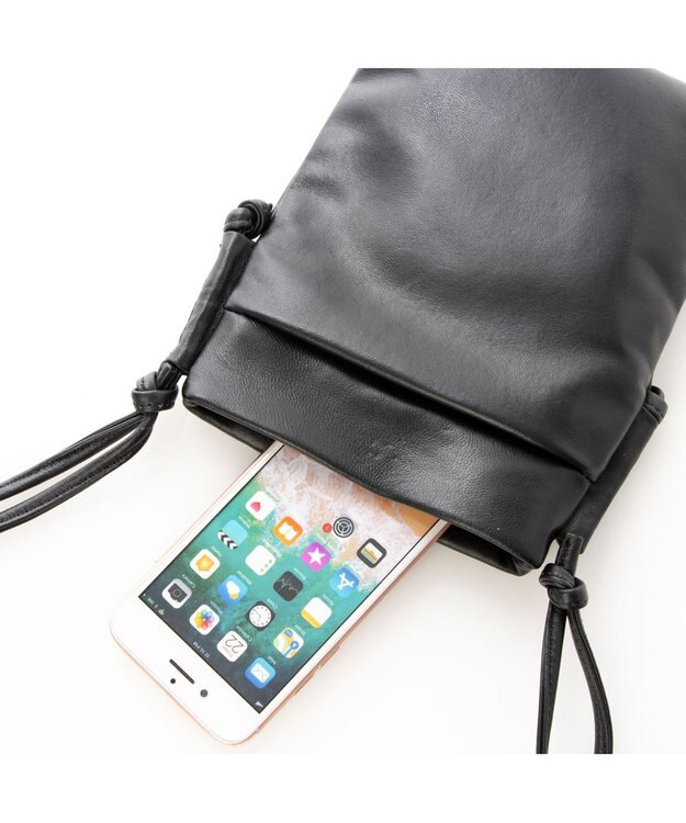 LA BAGAGERIE ミニ財布付き サイドノットショルダー ブラック