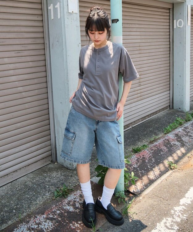 WEGO 【ユニセックス着用ITEM/MLサイズ展開】リラックスフィットヘンリーネックT（SS） 柄1