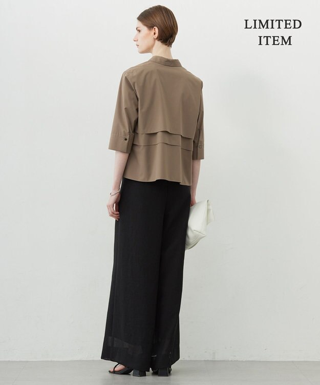 ICB 【WEB限定・洗える】クリーンブロード クロップドシャツ モカ系