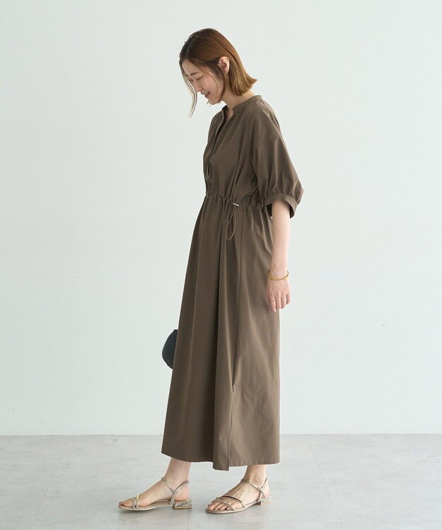 YECCA VECCA <<UVカット>>ドロストギャザー袖ワンピース Brown