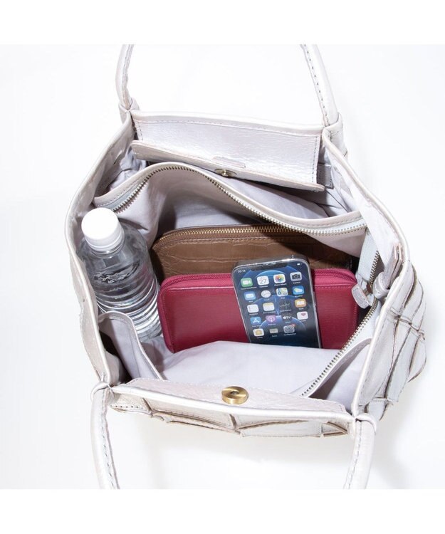 UNBILLION ピークスピーク PEAKSPEAK / 牛革パッチワーク・フラップトートL シルバー