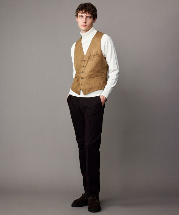 JOSEPH ABBOUD 【キングサイズ・ウエストも伸びる！/ストレッチ/暖かい/オーガニック】オーガニックカルゼストレッチ パンツ ブラック系