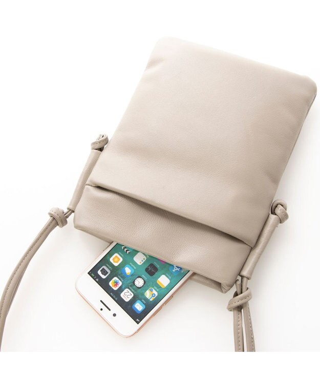 LA BAGAGERIE ミニ財布付き サイドノットショルダー グレージュ