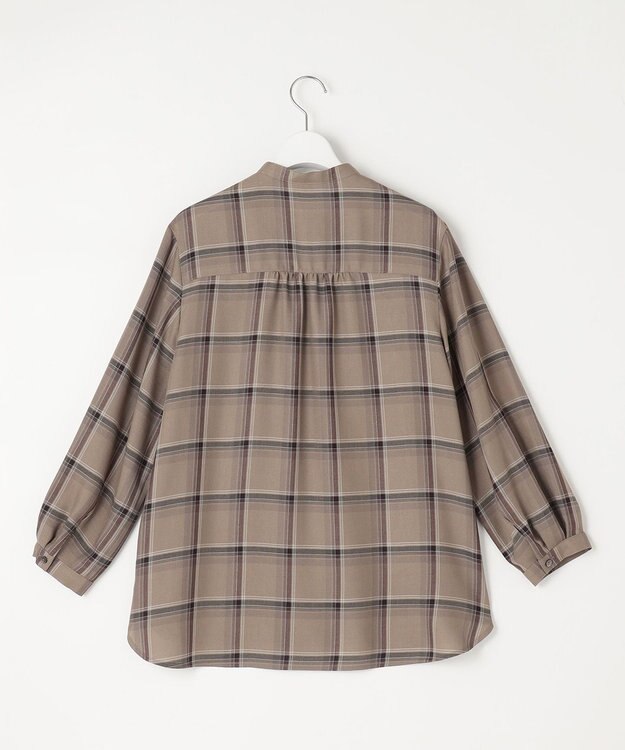 J.PRESS LADIES 【洗える】ハイツイストチェック バンドカラー ブラウス ベージュ系3