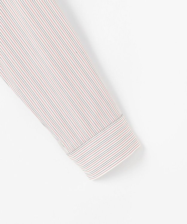 J.PRESS LADIES BEZ ドビーストライプ シャツカラー ブラウス ホワイト×ピンク×スレート系