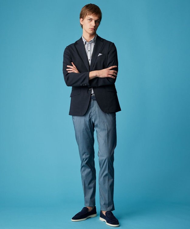 JOSEPH ABBOUD 【キングサイズ・洗える/速乾/防しわ/軽量/ストレッチ/JAPANファブリック】コンフォータブルレース ジャケット ネイビー系