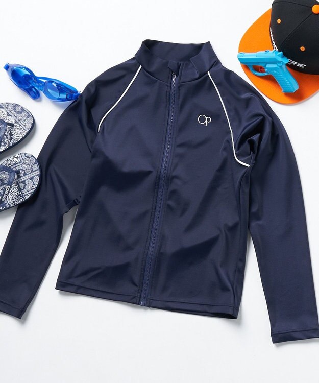 OP／FILA 【Ocean Pacific】スクールラッシュガード ネイビー×ホワイト
