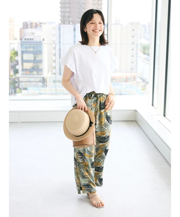 CRAFT STANDARD BOUTIQUE レーヨン柄プリントワイドパンツ Green