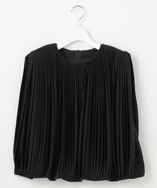 23区 L 【エステータ】ドレープサテン プリーツブラウス ブラック系