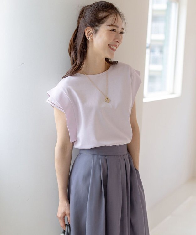 組曲 S ハシゴレースフレンチスリーブ カットソー ピンク系