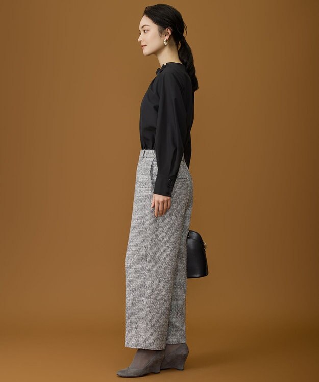 自由区 L 【カタログ掲載】ナチュラルタッチスタンドカラー ブラウス ブラック