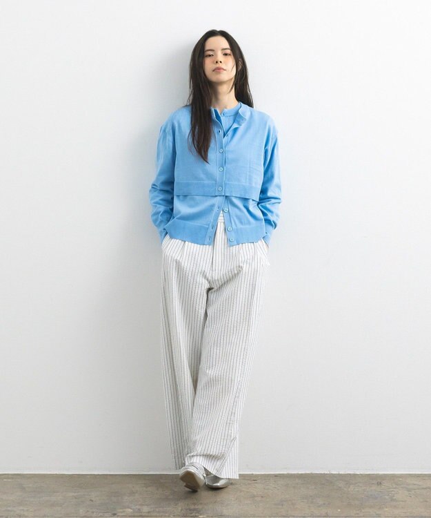 CRAFT STANDARD BOUTIQUE ベルトデザインワイドパンツ Stripe White