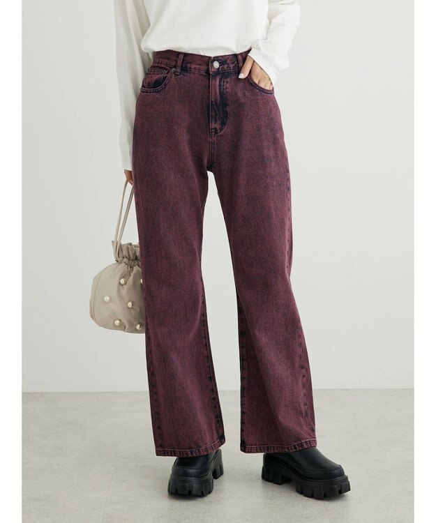 Green Parks ・ＳＵＧＡＲ　ＳＰＯＯＮ　カラーデニムフレアパンツ Red