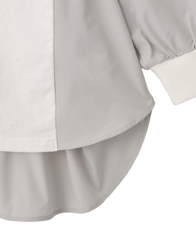 Green Parks ７分袖サイドシャーリングドッキングプルオーバ Off White