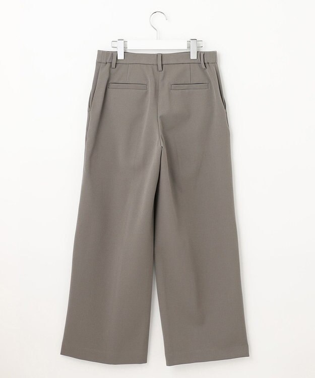 自由区 【裏起毛/撥水加工】TRギャバ ワイドクロップドパンツ カーキ系