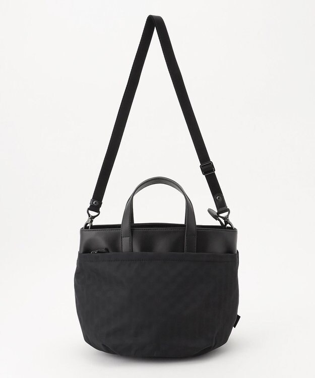 Y'SACCS はっ水ドットジャカード リサイクルレザーコンビ 2wayトートバッグ ブラック