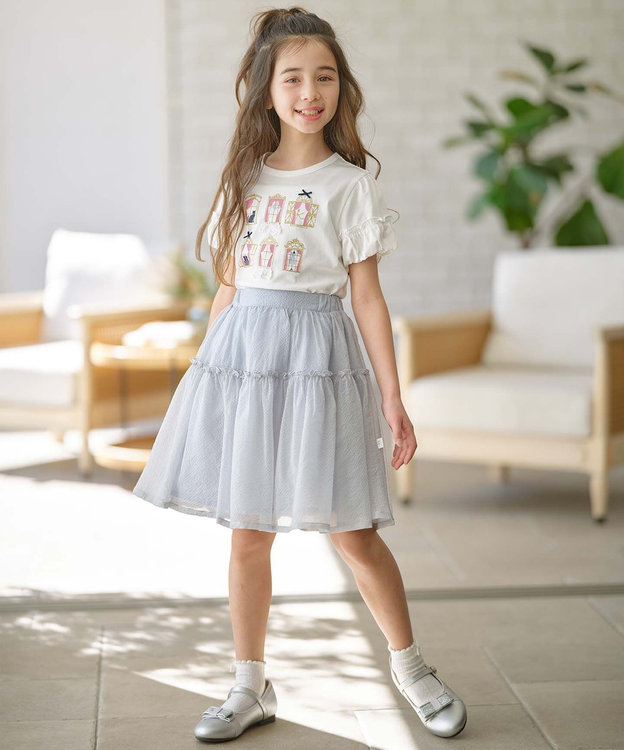 組曲 KIDS 【110-140㎝】シアーチェック スカート サックスブルー系